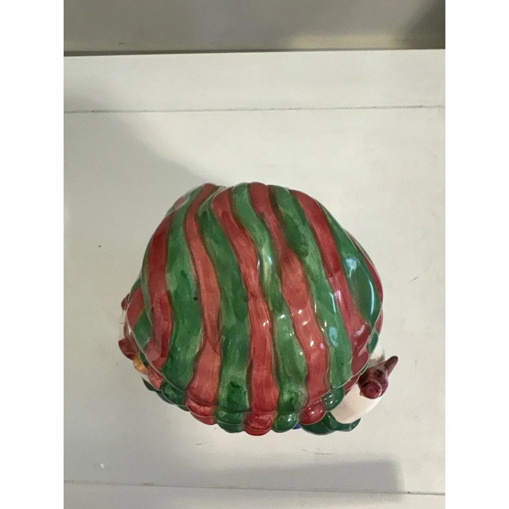 Holly Tree Snowman Cookie Jar Christmas Ceramic Holiday Canister Red Green 11in